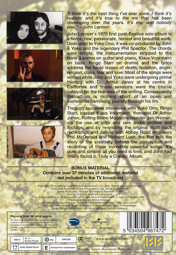 DVD John Lennon Plastic Ono Band Classic Albums-serien