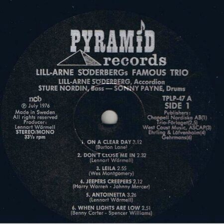 LP Lill-Arne Söderbergs trio Ess i Jazz