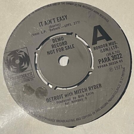 Detroit with Mitch Ryder. It ain't easy. Demo record