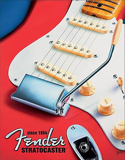 Metallskylt Fender Strat since 1954